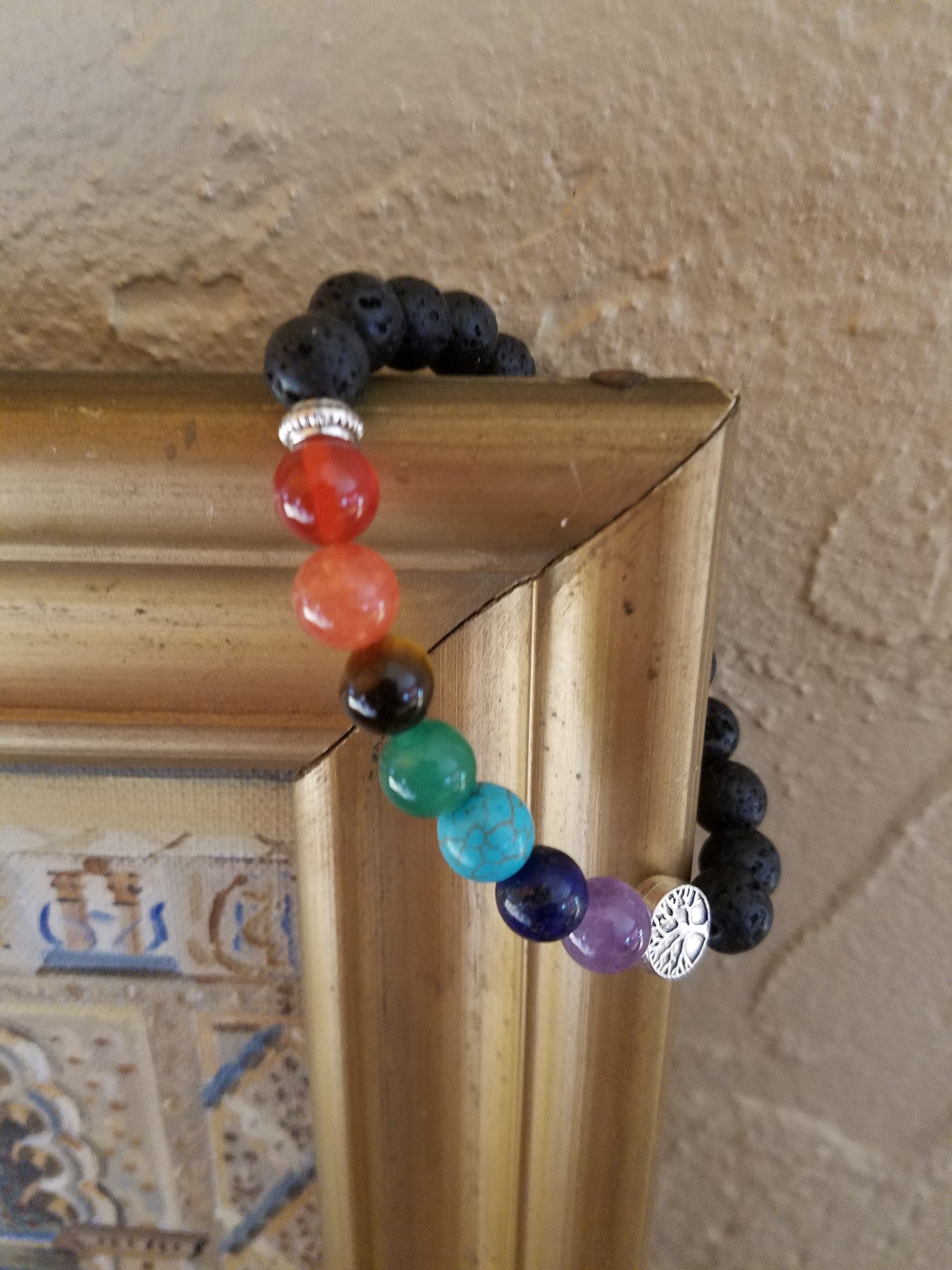 lava stone chakra bead bracelet