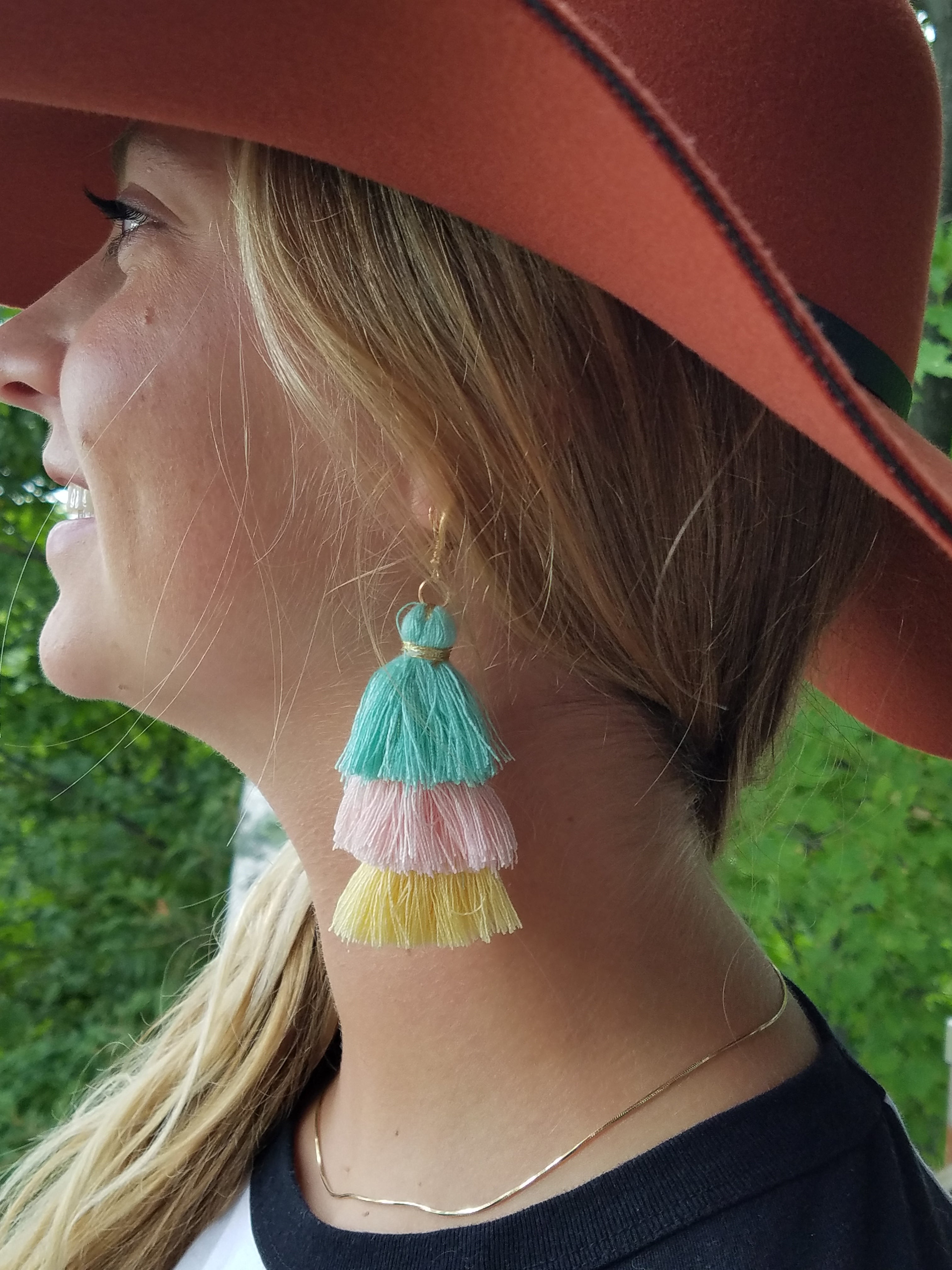 Unicorn Color Tiered Tassel Earrings