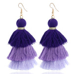 Purple Tiered Tassel Earrings